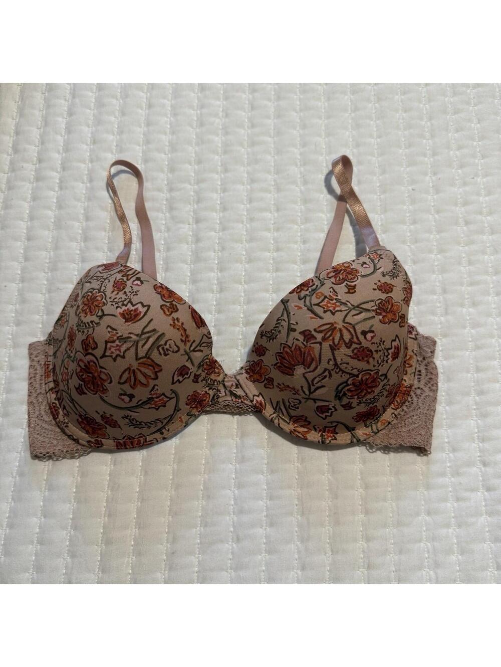 Jessica Simpson 36C Taupe Mauve With Flowers Bra Underwire Lined Floral - Picture 14 of 15